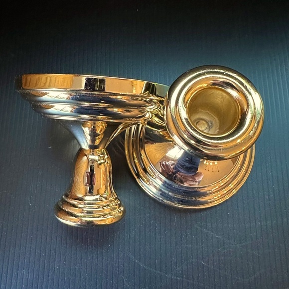 FB Rogers 24k GOLD Electroplated Pair Short Candlestick Holders 2”H Vintage EUC - Picture 6 of 8